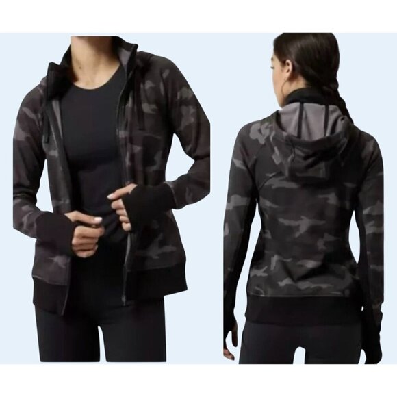 ATHLETA Triumph Camo Grey Black Full Zipper Hoodie Size Large - Picture 1 of 8